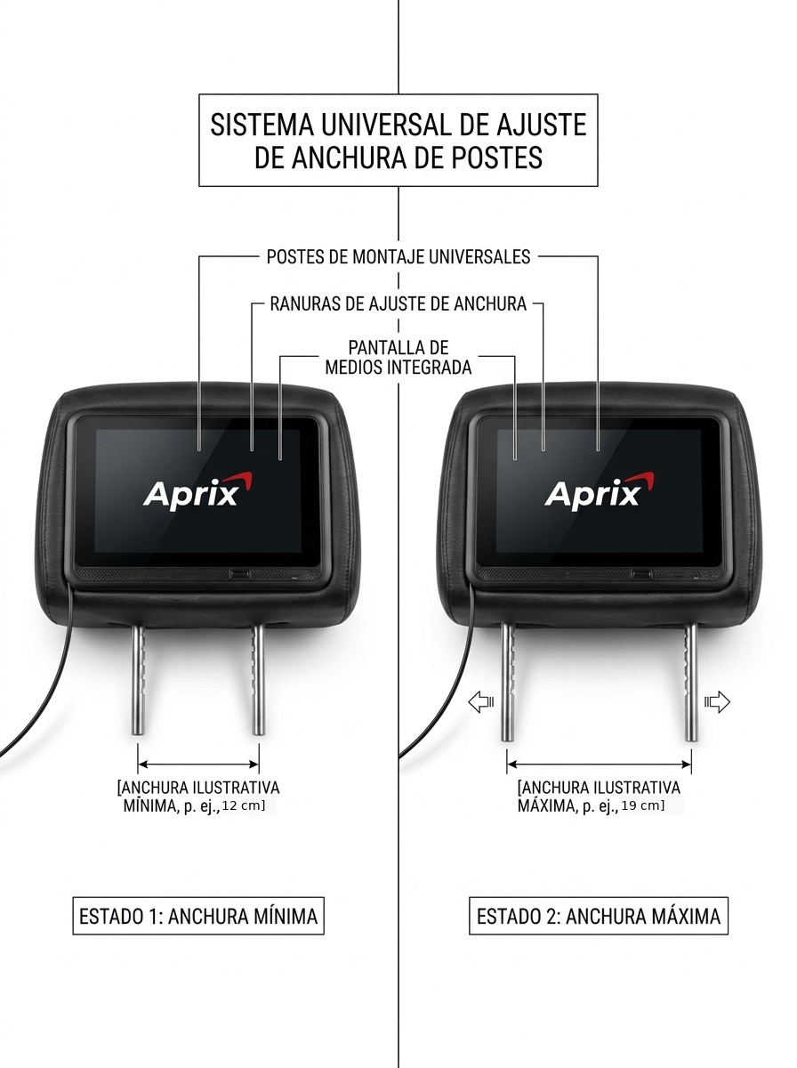 Esquema de las patas ajustables del cabecero Aprix, de 12 cm a 19 cm.